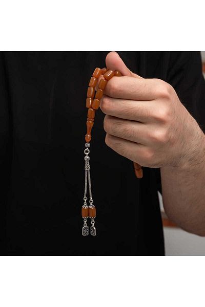 Skygo Silver Tassel Clamping Amber Prayer Beads
