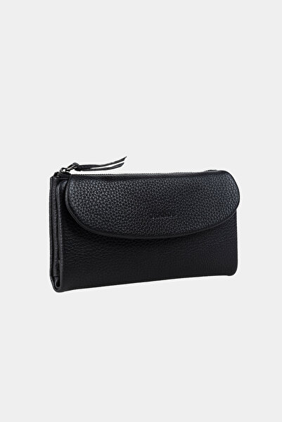 Grande 2602 Model - Genuine Leather Black Large Size Women's Wallet Flother