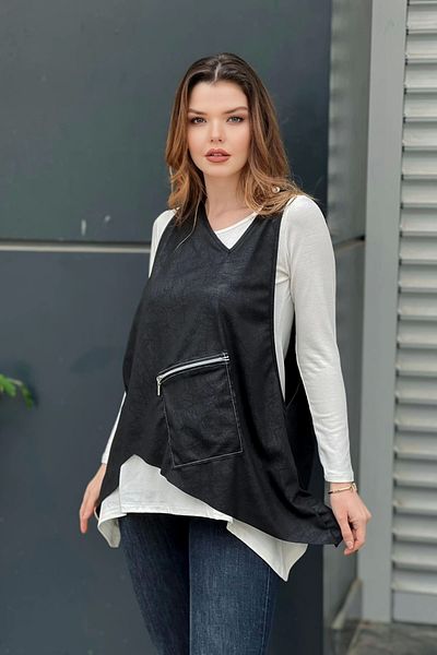 aytemas Double Suit with Faux Leather Vest