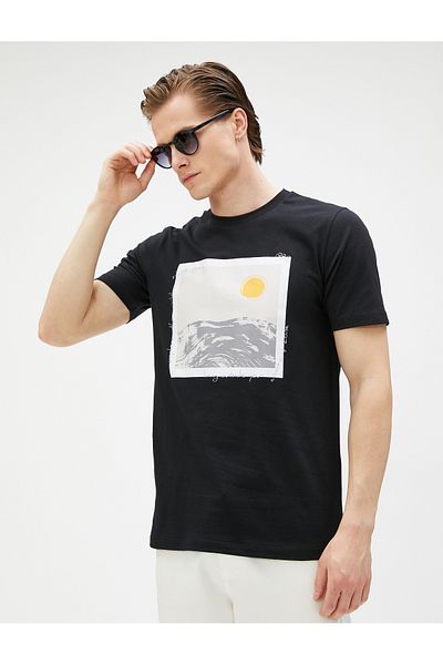 Koton T-Slogan T-Shirt Crew Crew Krátký rukáv Slim Fit
