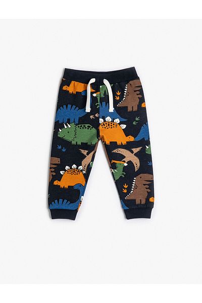 Koton Dinosaur Jogger Sweatpants Tie Waist Raised Cotton