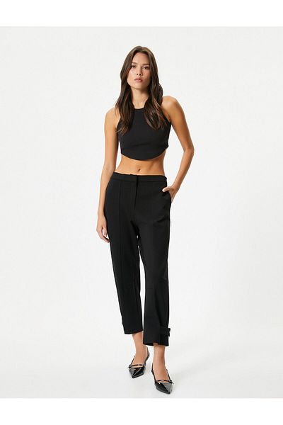 Koton Culotte Fabric Trousers with Leg Details, Normal Waist with Pockets