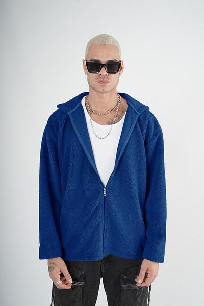 Butik Λούτρινο Unisex Oversize Καλούπι με φερμουάρ με κουκούλα