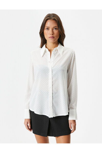 Koton Hosszú ujjú ing texturált, átlátszó gombos mandzsettagallér, szabályos szabású