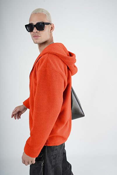 Butik Λούτρινο Unisex Oversize Καλούπι με φερμουάρ με κουκούλα