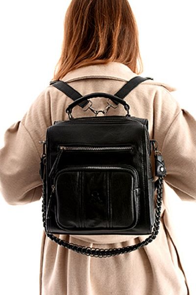 YOGII Δερμάτινο πλάτη και τσάντα ώμου Zipes Unisex ποιότητας - Πολλαπλών διαμερισμάτων, VIP με αλυσίδα