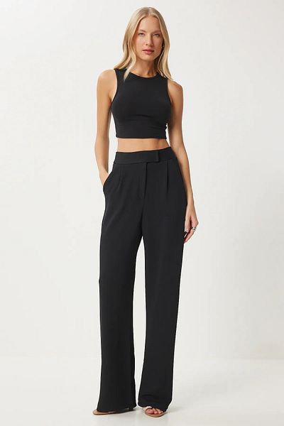 Viskosa Velcro High Waist Palazzo Trousers