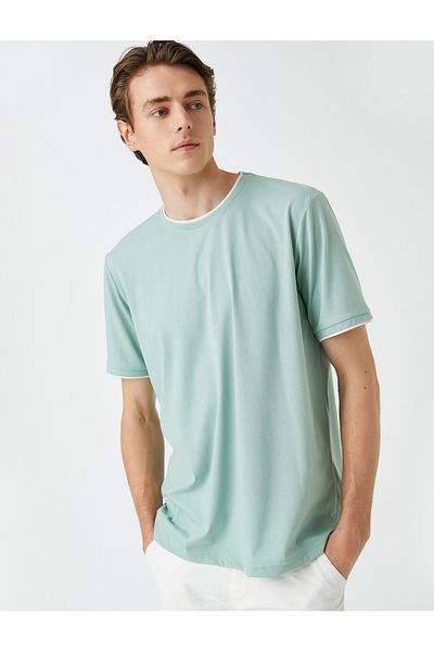 Koton Βασικό βαμβακερό T-Shirt με λαιμόκοψη κοντό μανίκι