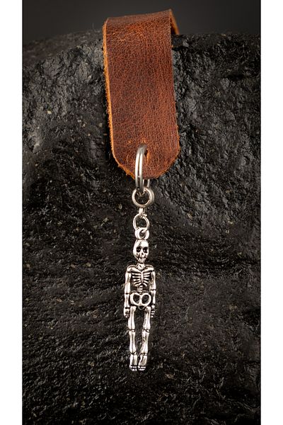 Piercing Market Steel & Silver Men's Steel Ring Dangle Skeleton Earrings Rust No Darkening