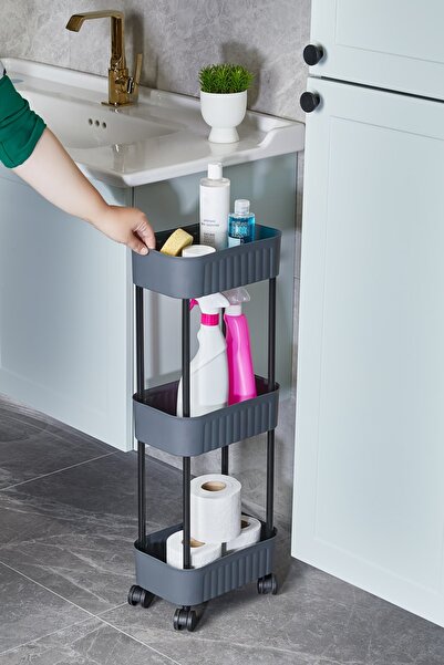 AHİR TİCARET Tekerlekli 3 Katlı Mini Banyo Ve Mutfak Raf Düzenleyici