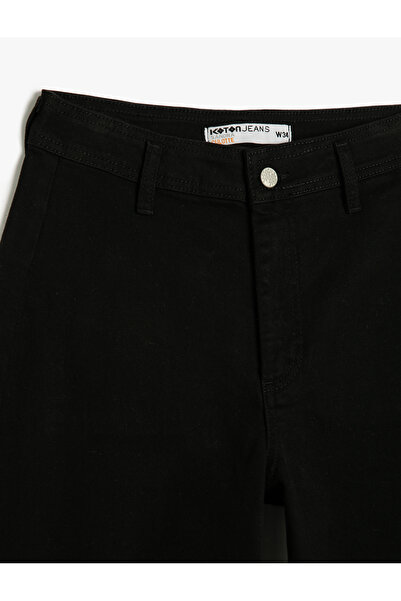 Koton Culotte Pantolon Geniş Crop Paça Yüksek Bel Düğmeli