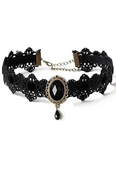 Alsade Harajuku Gothic Chokers Siyah Dantel Kolye