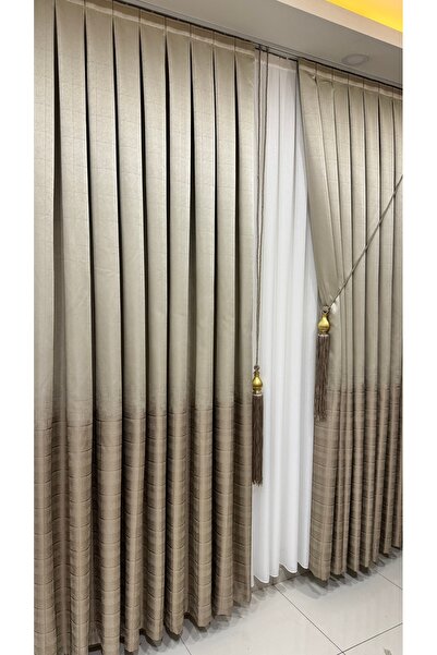 Fon Dünyası Κουρτίνα φόντου μονόφυλλο κρεμ καφέ