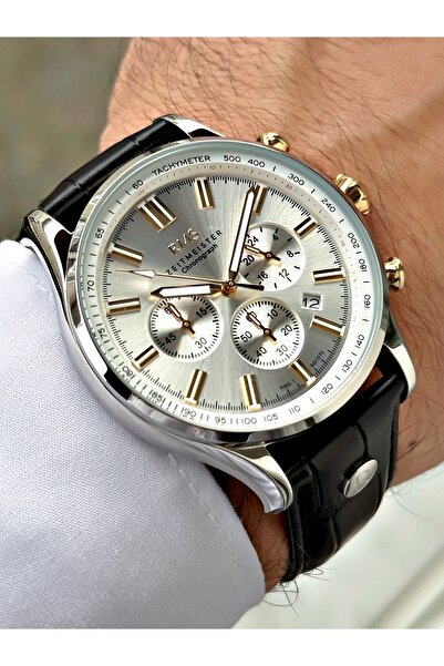 Romanson Function Black Color Leather Cord Steel Case Men's Wrist Watch 1578B