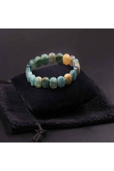 sezaiiletişim Unisex Sertifikalı Yosunlu Hint Akik Taşı Doğal Taş Rolex Bilek...