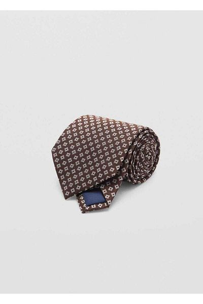 MANGO Man Geometric Pattern Silk Tie