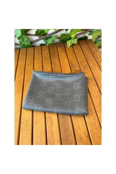Webinay Home Anthracite Cashmere Imported Silk Shawl - Μοτίβο διπλής όψης G