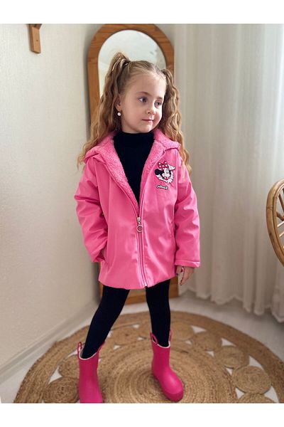 DUDOR KİDS Girl's Waterproof Sheepskin Coat
