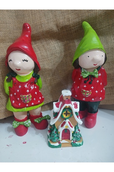 RENKLİMASALTASARIMLAR YILBAŞI TEMALI EL YAPIMI Bahçe Decor Cüce 2'li Set