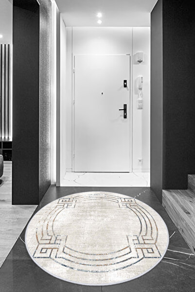 VOPTEKS Krem Yolluk Koridor Halısı Makinede Yıkanabilir Kaymaz Taban Yolluk H...