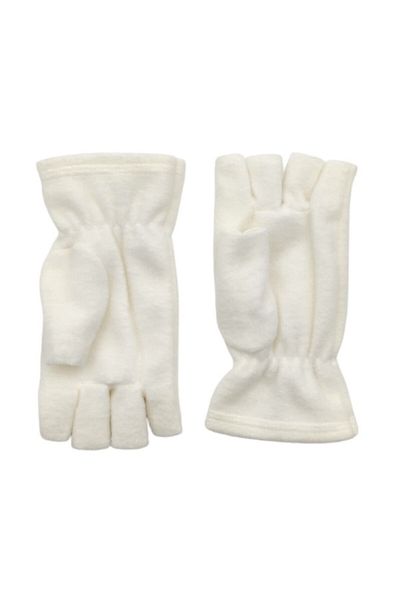 AXE SPORTSWEAR Unisex Ecru Fingerless Cut Half Finger Winter Thermal Fleece Gloves