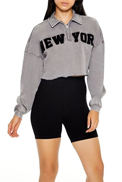 Forever 21 Yarım Fermuarlı Polar Sweatshirt