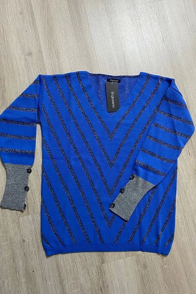 Bİ.GİYSEN Light Blue V-Neck - Lycra Thin Knitwear Buluz