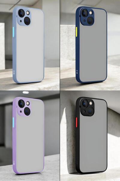 mooodcase iPhone 15 Uyumlu Buzlu Şeffaf Kamera Koruma Çerçeveli Telefon Kılıfı