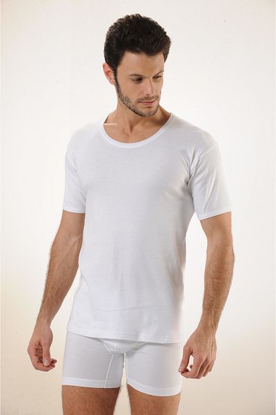 MODA Cotton 3-Piece Crew Neck Rib White Men's Undershirt