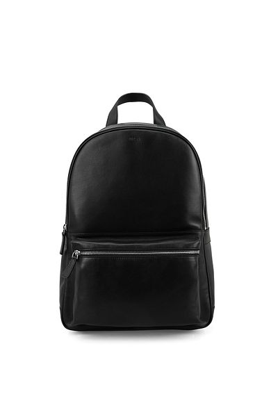 Desa Nathan Black Leather Backpack