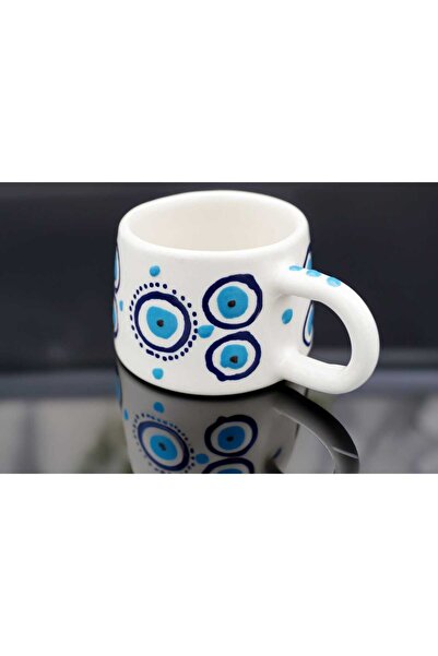 artwaykütahya Seramik Mavi Yuvarlak Nazar Kupa Bardak Nescafe Fincanı