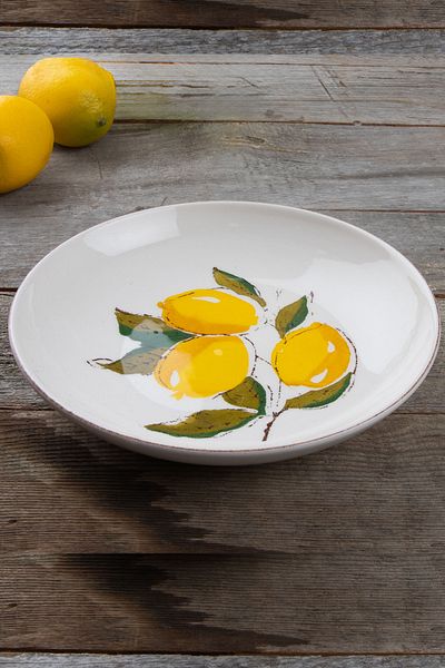 Porselen Diyarı Lemon Pattern Handmade Organic Pit Dinner Plate 22 cm