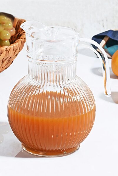 Bev Kitchen Cam Tombul Çizgili Cam Sürahi 1,9 Litre