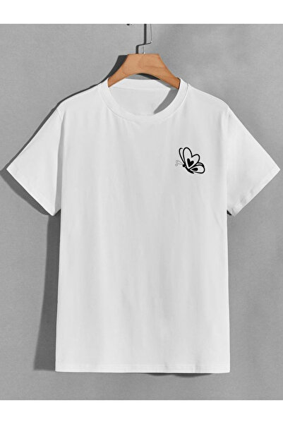 BBS تي شيرت نسائي بطبعة فراشة