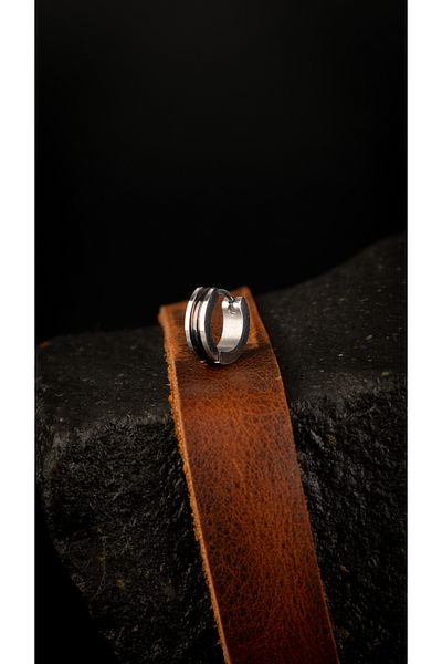 Piercing Market Steel & Silver Men's Steel Jewelry Hoop Black Enamel Model Earrings Does Not Tarnish Rust