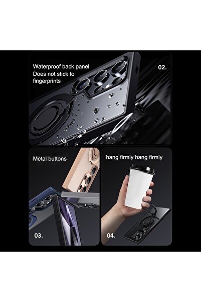 Rivor Samsung Galaxy S24 Ultra Uyumlu Kılıf Kamera Çıkıntılı 360 Dönen Standlı Magsafe Şarjlı Mat Kapak