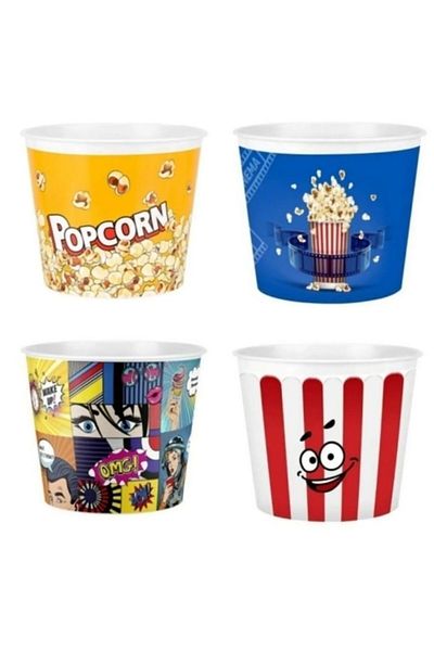MG HOME 8 Pcs 2200 ml Plastic Unbreakable Corn Bucket - Chips and Popcorn Bowl