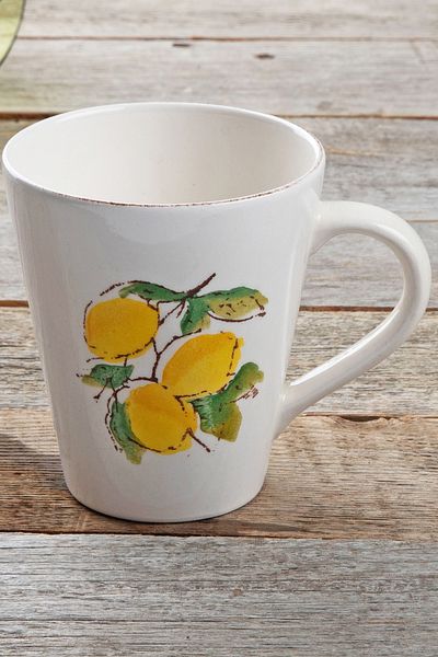 Porselen Diyarı Lemon Pattern Handmade Organic Mug Cup 11 cm
