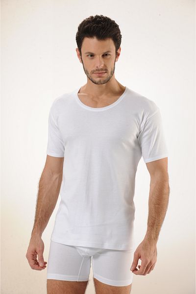 MODA Cotton 3-Piece Crew Neck Rib White Men's Undershirt