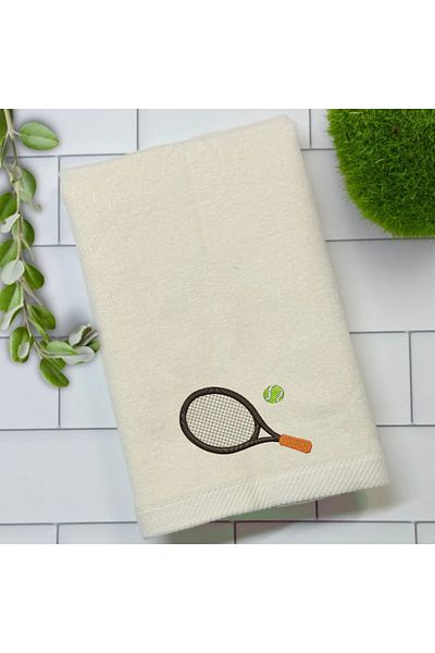 Ursa منشفة يد ووجه مطرزة بمضرب تنس وكرة مقاس 30×50