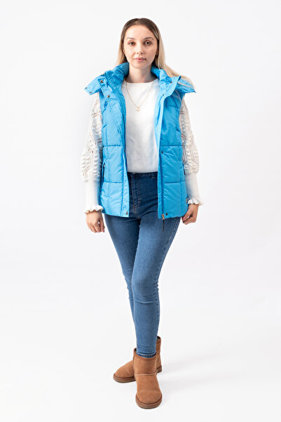 C&S Hooded Rectangular Patterned Oversize Modern Women's Inflatable Vest