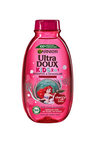 Garnier Ultra Doux Kids 2 in 1 Cherry Shampoo & Detangler 400ml - The Little Mermaid