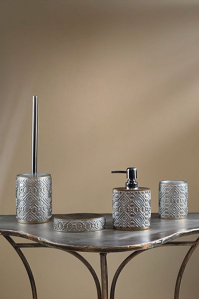 İrya Cass 4 Piece Grey Σετ Μπάνιου - Βούρτσα Τουαλέτας με Διανομέα Υγρού, Στερεό Σαπούνι και Βούρτσα Οδοντόβουρτσας