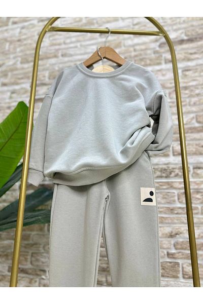 SOFT Unisex Gray Basic Bottom Top Tracksuit Set