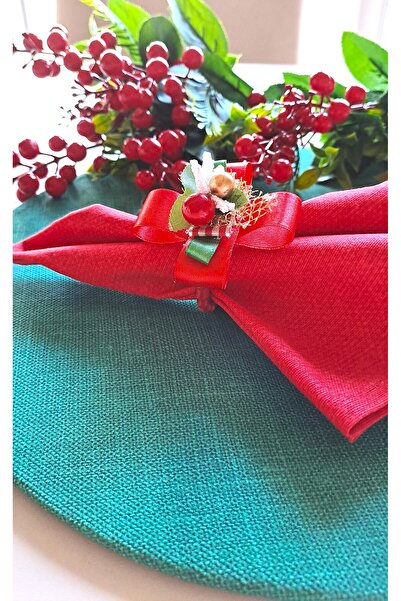 ÖZCHOME Yılbaşı Kokino Kokina Kurdaleli Peçete Yüzüğü Yılbaşı Süsü,Peçete Halkası 6'lı