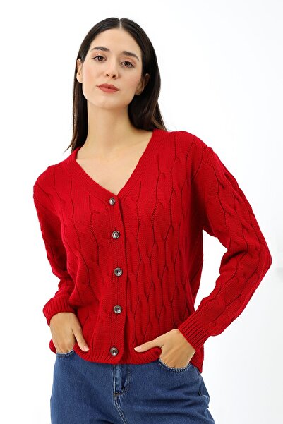 Devinka Soft Textured Women's Knitwear Cardigan - Buttoned