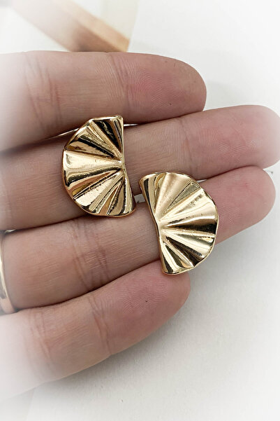 roshel Altın Kaplama Yelpaze Model Geometrik Küpe