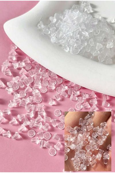 MioArt 200Pcs Clear Earring Backs Piston Earring Backs (100 Pairs)