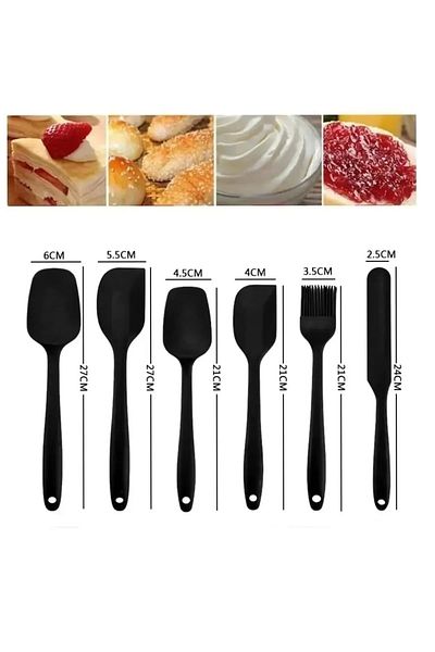 Rosemor 6-Piece Black Silicone Spatula Brush Set for Practical Meal Prep