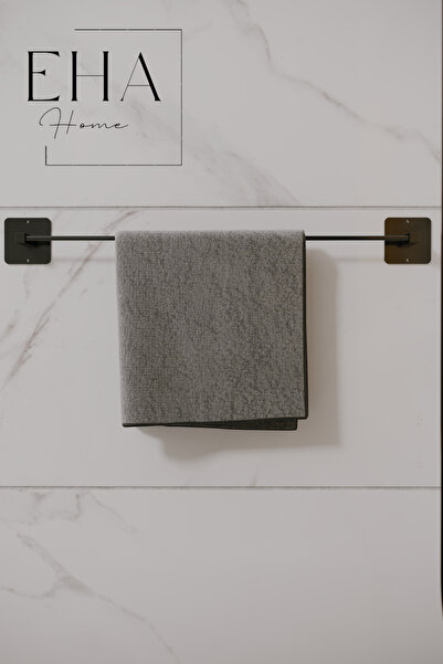 EHA HOME Siyah Yapışkanlı Vidalı Uzun havluluk Banyo Havlu Askısı